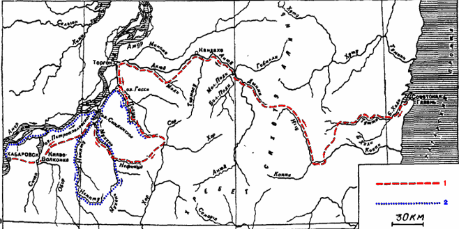 (1) Схема экспедиции Арсеньева 1927 г.